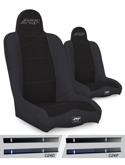 PRP Seats PRP Daily Driver High Back Suspension Seats Kit for 03-06 Jeep Wrangler TJ (Pair) - Black
 A140110-C24-50