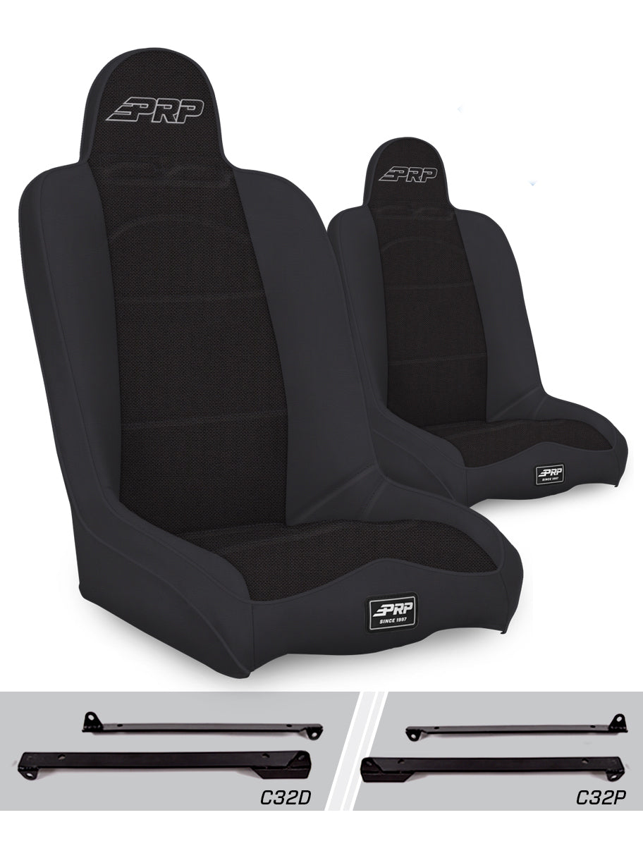 PRP Seats PRP Daily Driver High Back Suspension Seats Kit for Jeep Wrangler CJ7/YJ (Pair) - Black
 A140110-C32-50