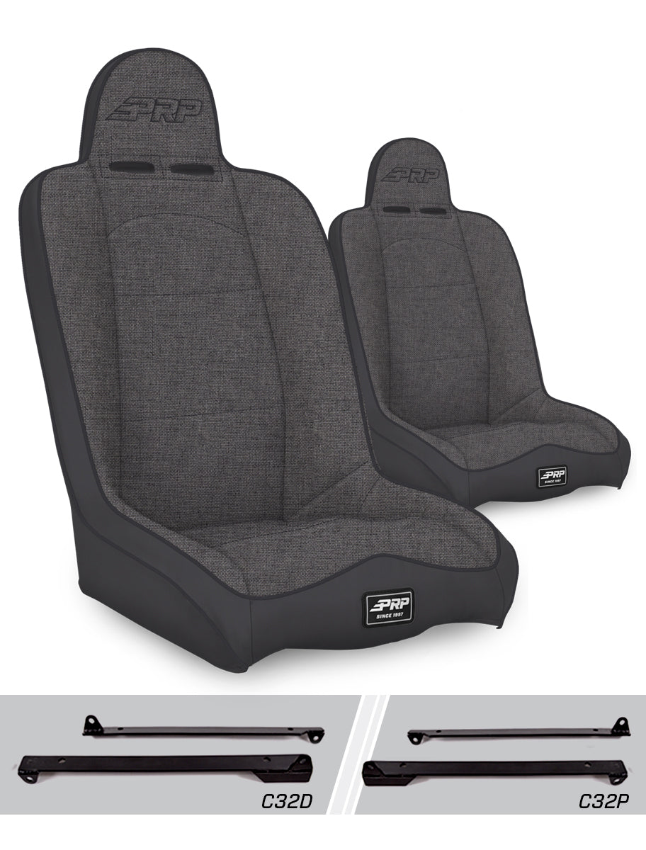 PRP Seats PRP Daily Driver High Back Suspension Seats Kit for Jeep Wrangler CJ7/YJ (Pair) - Gray
 A140110-C32-54