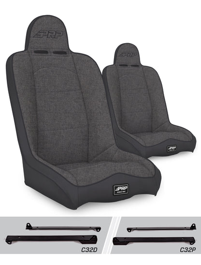 PRP Seats PRP Daily Driver High Back Suspension Seats Kit for Jeep Wrangler CJ7/YJ (Pair) - Gray
 A140110-C32-54