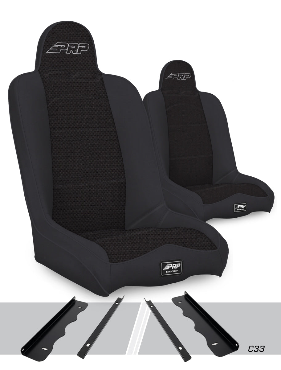 PRP Seats PRP 95-01 Jeep Cherokee XJ Daily Driver High Back Suspension Seats Kit (Pair) - Black

 A140110-C33-50