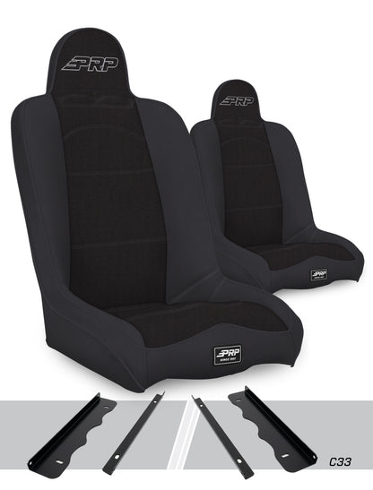 PRP Seats PRP 95-01 Jeep Cherokee XJ Daily Driver High Back Suspension Seats Kit (Pair) - Black

 A140110-C33-50