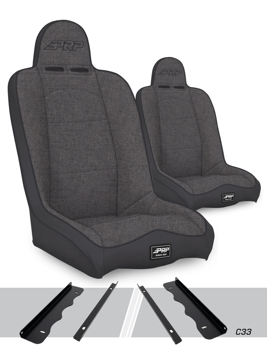 PRP Seats PRP 95-01 Jeep Cherokee XJ Daily Driver High Back Suspension Seats Kit (Pair) - Gray
 A140110-C33-54