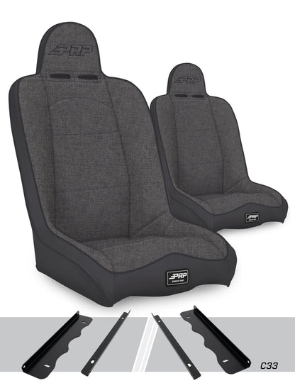 PRP Seats PRP 95-01 Jeep Cherokee XJ Daily Driver High Back Suspension Seats Kit (Pair) - Gray
 A140110-C33-54