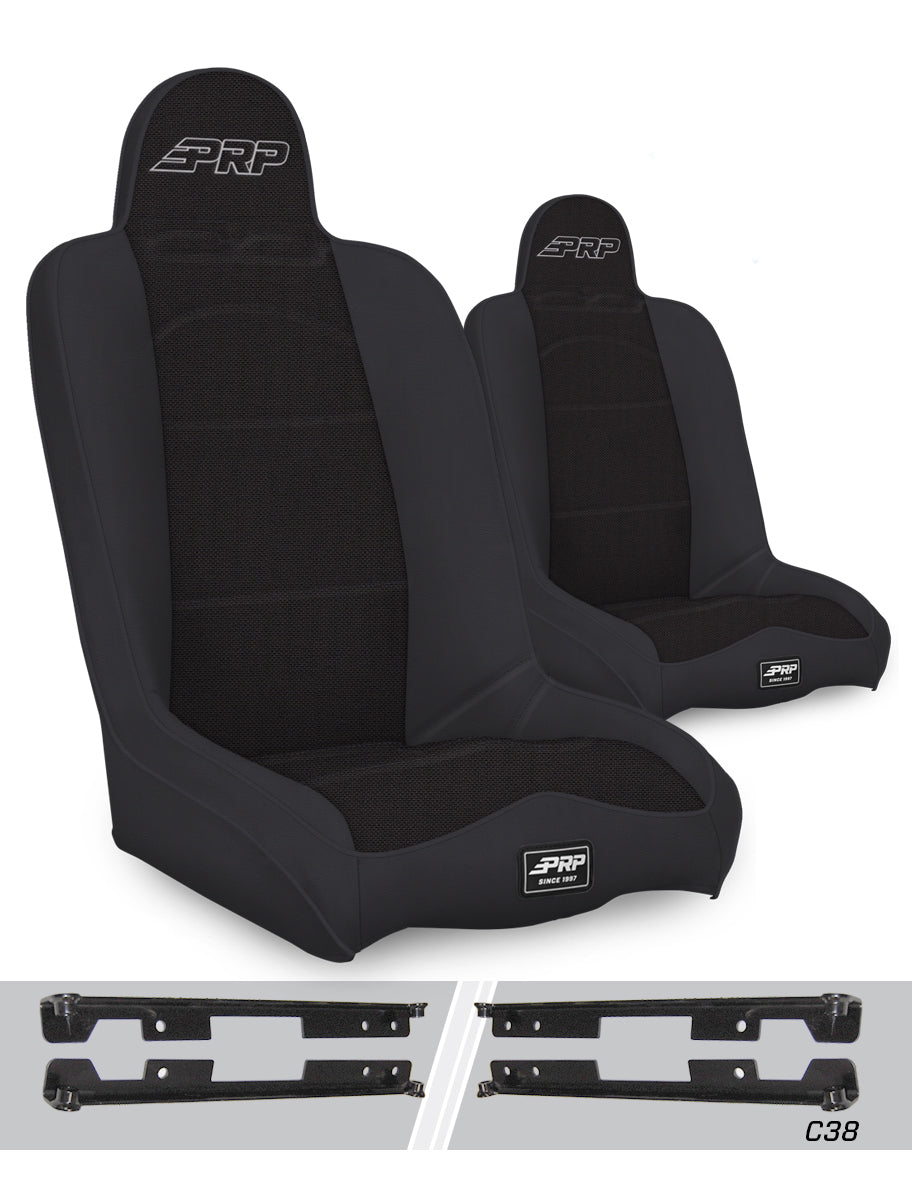 PRP Seats PRP Jeep Wrangler JK/JKU Daily Driver High Back Suspension Seats Kit (Pair) - Black
 A140110-C38-50