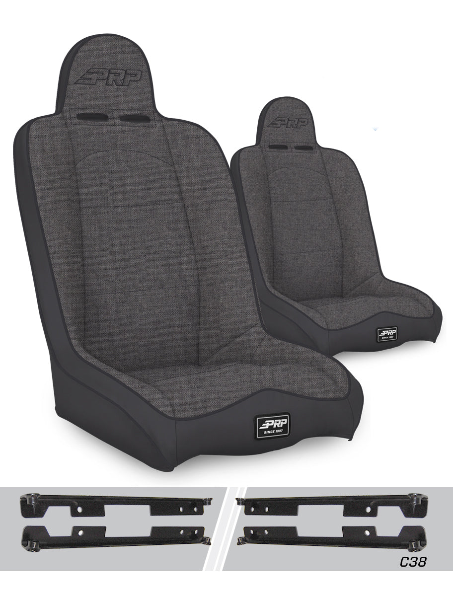 PRP Seats PRP Jeep Wrangler JK/JKU Daily Driver High Back Suspension Seats Kit (Pair) - Gray
 A140110-C38-54