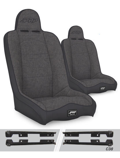 PRP Seats PRP Jeep Wrangler JK/JKU Daily Driver High Back Suspension Seats Kit (Pair) - Gray
 A140110-C38-54