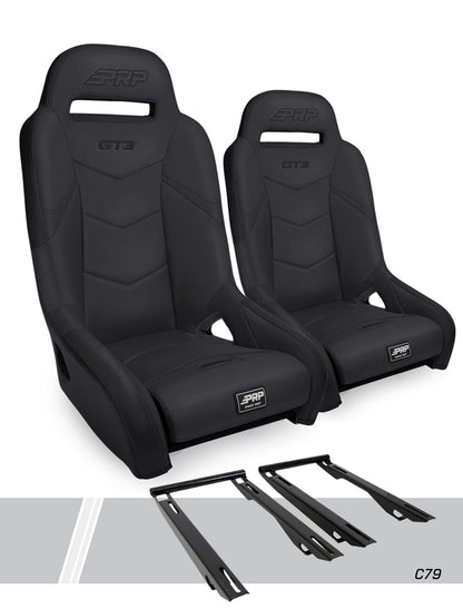 PRP Seats 2020+ Polaris RZR PRO XP, PRO R, Turbo R GT3 Suspension Seats Kit - Black (Pair) A7301-PORXP-C79-201