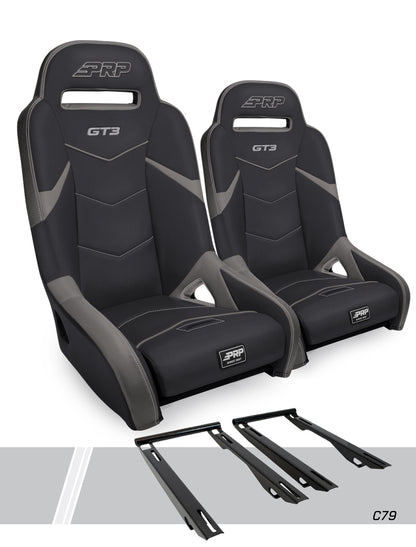 PRP Seats PRP Polaris RZR PRO XP GT3 Suspension Seats Kit (Pair) - Black & Gray
 A7301-PORXP-C79-203