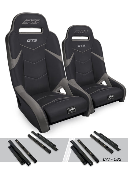 PRP Seats PRP Polaris General GT3 Suspension Seats Kit (Pair) - Black & Gray
 A7301-PORXP-C83-203