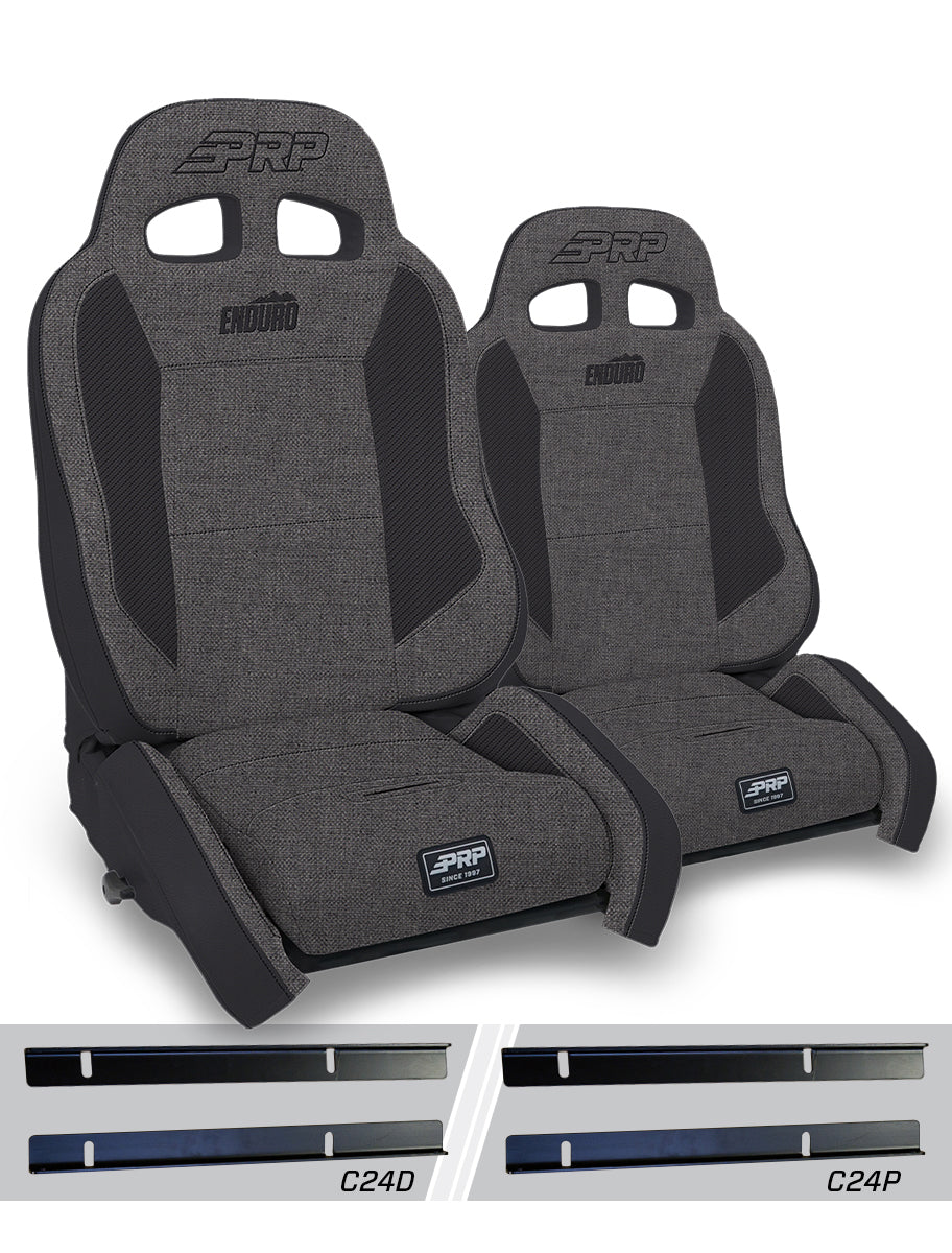 PRP Seats PRP 03-06 Jeep Wrangler TJ Enduro Elite Suspension Seat Crawl Edition - Gray (Pair) A90010-C24-54