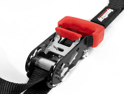 SpeedStrap 1In x 15Ft Ratchet Tie Down w/ Snap FtSFt Hooks w/ Soft Tie (2 Pack) - Black 11801-2