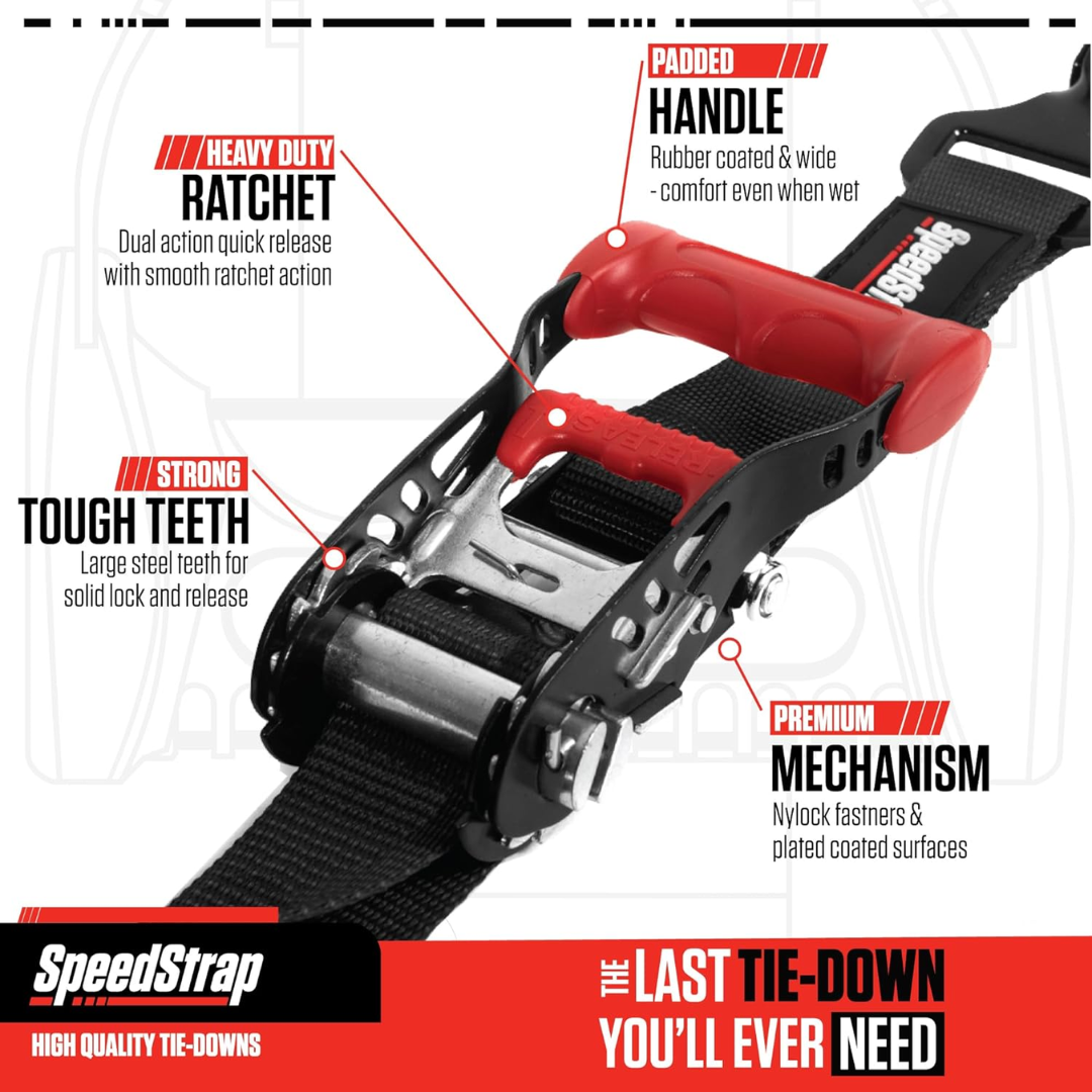SpeedStrap 1 1/2In UTV Through the Wheel Tie-Down - Black (Pair of 2) 15240-2