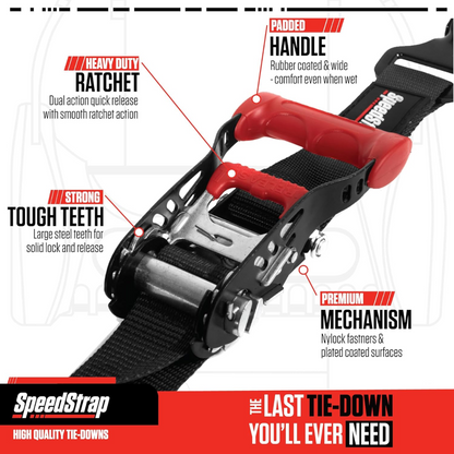 SpeedStrap 1 1/2In UTV Through the Wheel Tie-Down - Black (Pair of 2) 15240-2