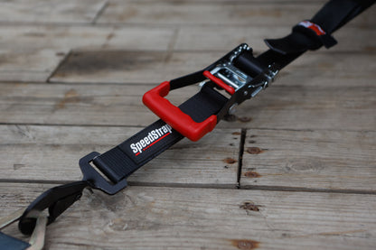 SpeedStrap 2In x 10Ft Ratchet Tie Down w/ Twisted Snap Hooks & Axle Strap Combo - Black 27011