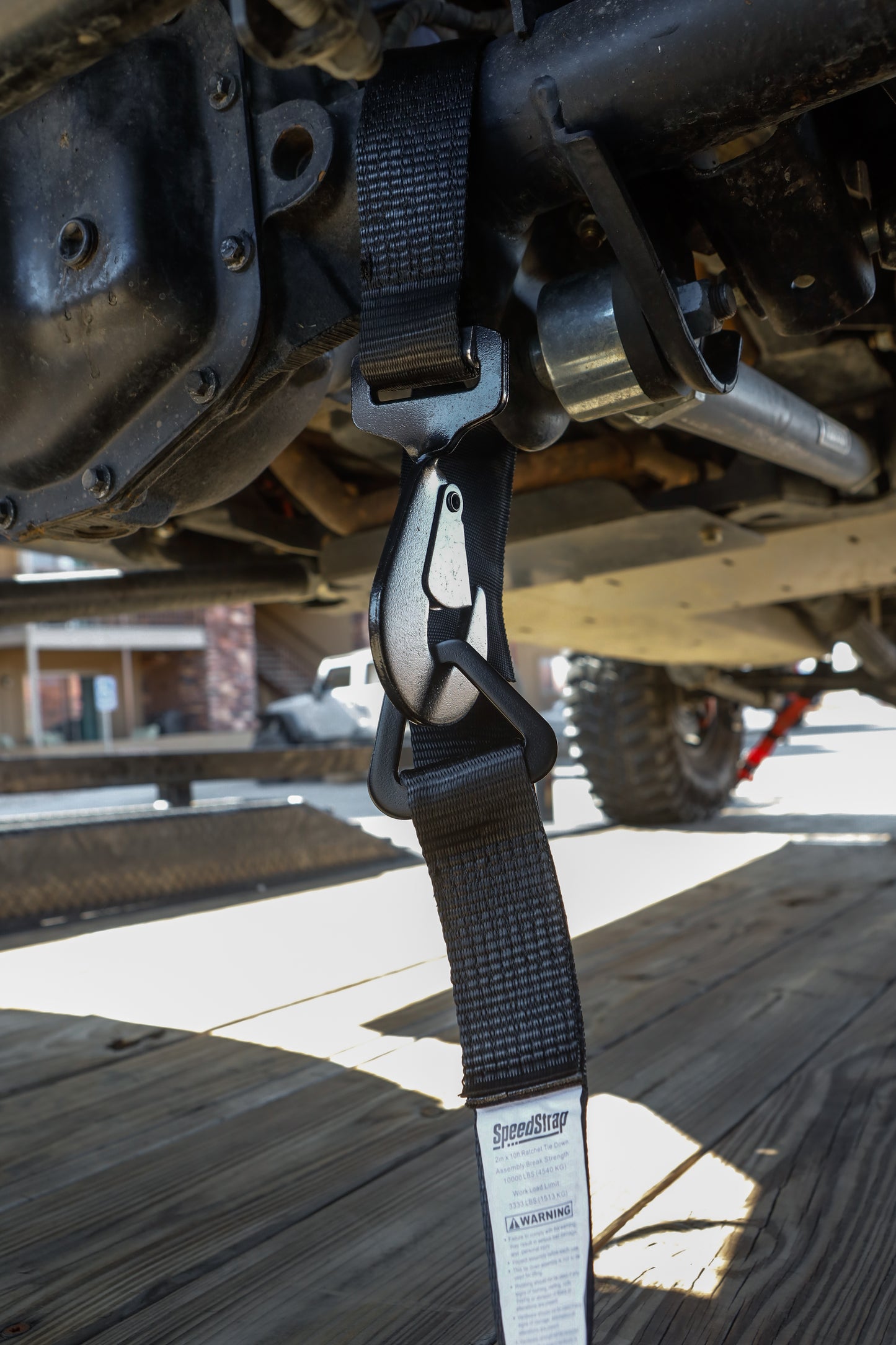 SpeedStrap 2In x 10Ft Ratchet Tie Down w/ Twisted Snap Hooks & Axle Strap Combo - Black 27011