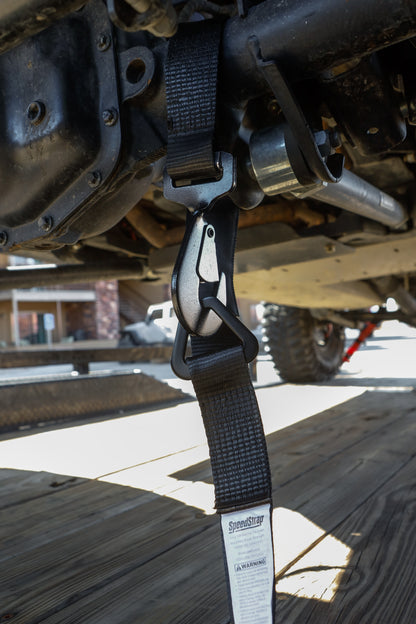 SpeedStrap 2In x 10Ft Ratchet Tie Down w/ Twisted Snap Hooks & Axle Strap Combo - Black 27011