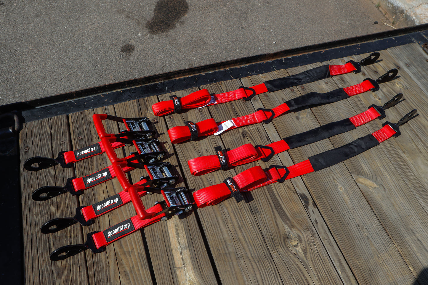 SpeedStrap 2In x 10Ft Ratchet Tie Down w/ Twisted Snap Hooks & Axle Strap Combo - Red 27013