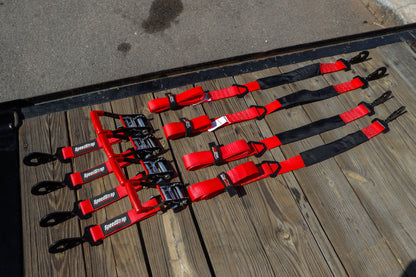 SpeedStrap 2In x 10Ft Ratchet Tie Down w/ Twisted Snap Hooks & Axle Strap Combo - Red 27013
