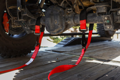 SpeedStrap 2In x 10Ft Ratchet Tie Down w/ Twisted Snap Hooks & Axle Strap Combo - Red 27013
