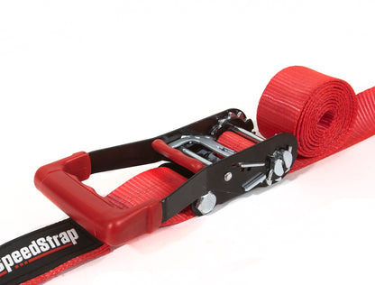 SpeedStrap 2In x 10Ft Ratchet Tie Down w/ Twisted Snap Hooks & Axle Strap Combo - Red 27013
