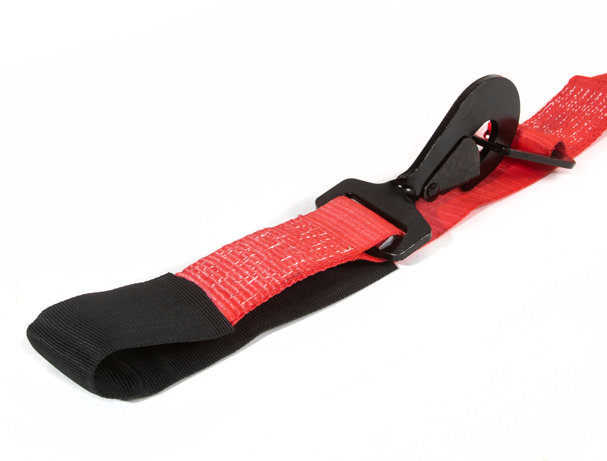 SpeedStrap 2In x 10Ft Ratchet Tie Down w/ Twisted Snap Hooks & Axle Strap Combo - Red 27013