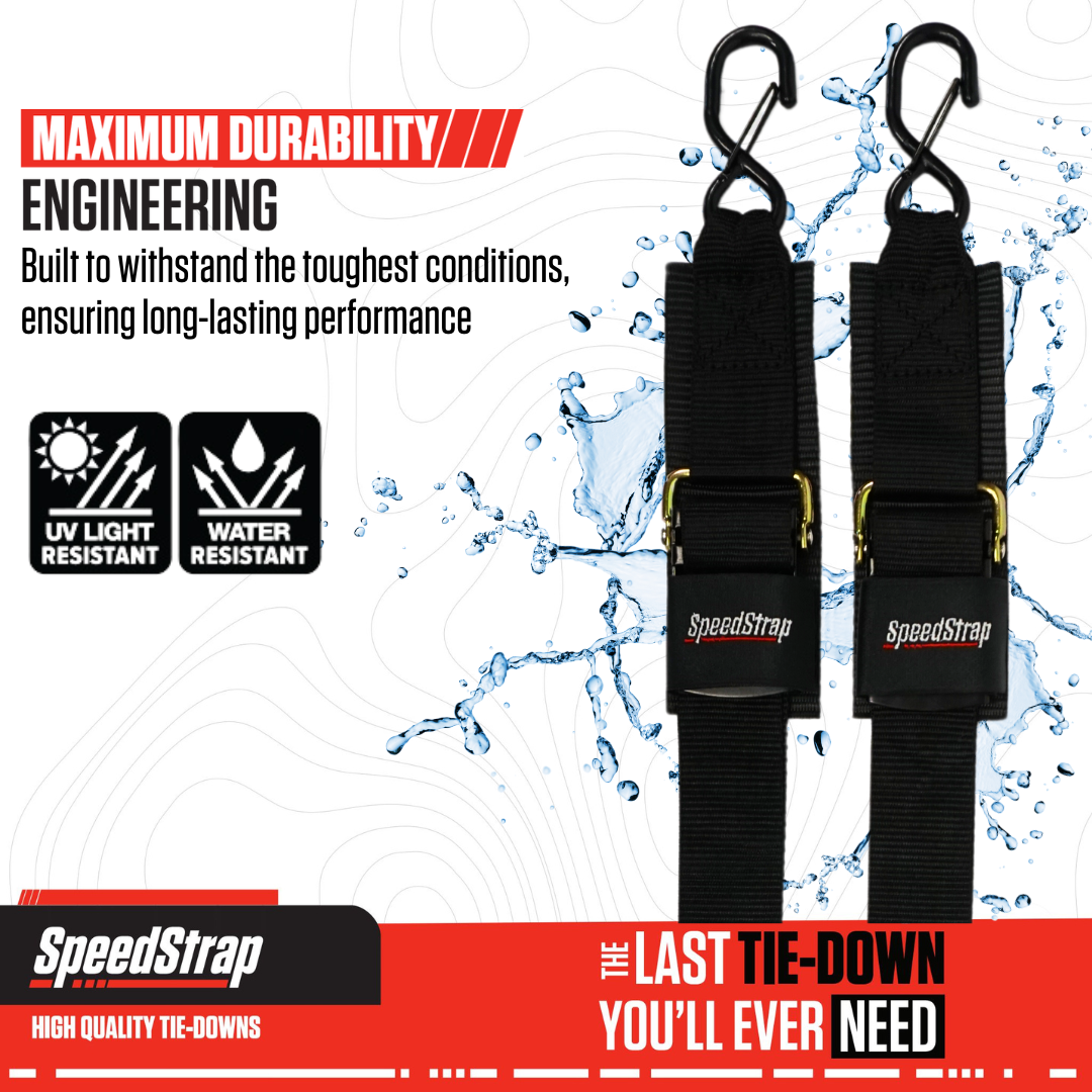 SpeedStrap 2in x 4ft Marine Transom Tie-Down Straps with Snap S-Hooks (2 Pack) 28600-DSH