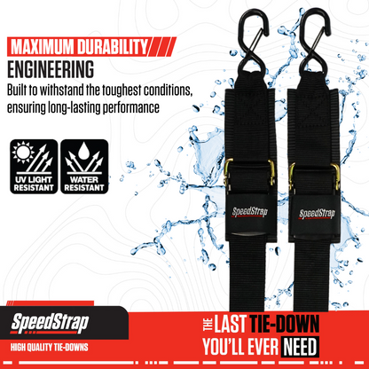 SpeedStrap 2in x 4ft Marine Transom Tie-Down Straps with Snap S-Hooks (2 Pack) 28600-DSH