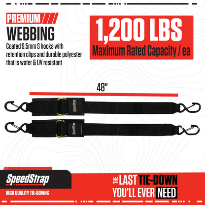 SpeedStrap 2in x 4ft Marine Transom Tie-Down Straps with Snap S-Hooks (2 Pack) 28600-DSH