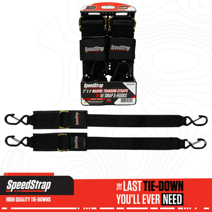 SpeedStrap 2in x 4ft Marine Transom Tie-Down Straps with Snap S-Hooks (2 Pack) 28600-DSH