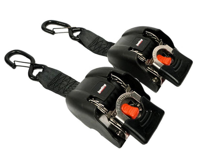 SpeedStrap 2in x 43in SS Retractable Marine Transom Tie-Down Straps w/ Snap S-Hooks (2 Pack) 29401-Stainless