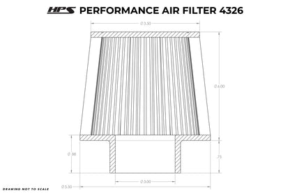 HPS Performance 3" Air Filter, 6.75" Length, 5.5" Base, 3.5" Top HPS-4326