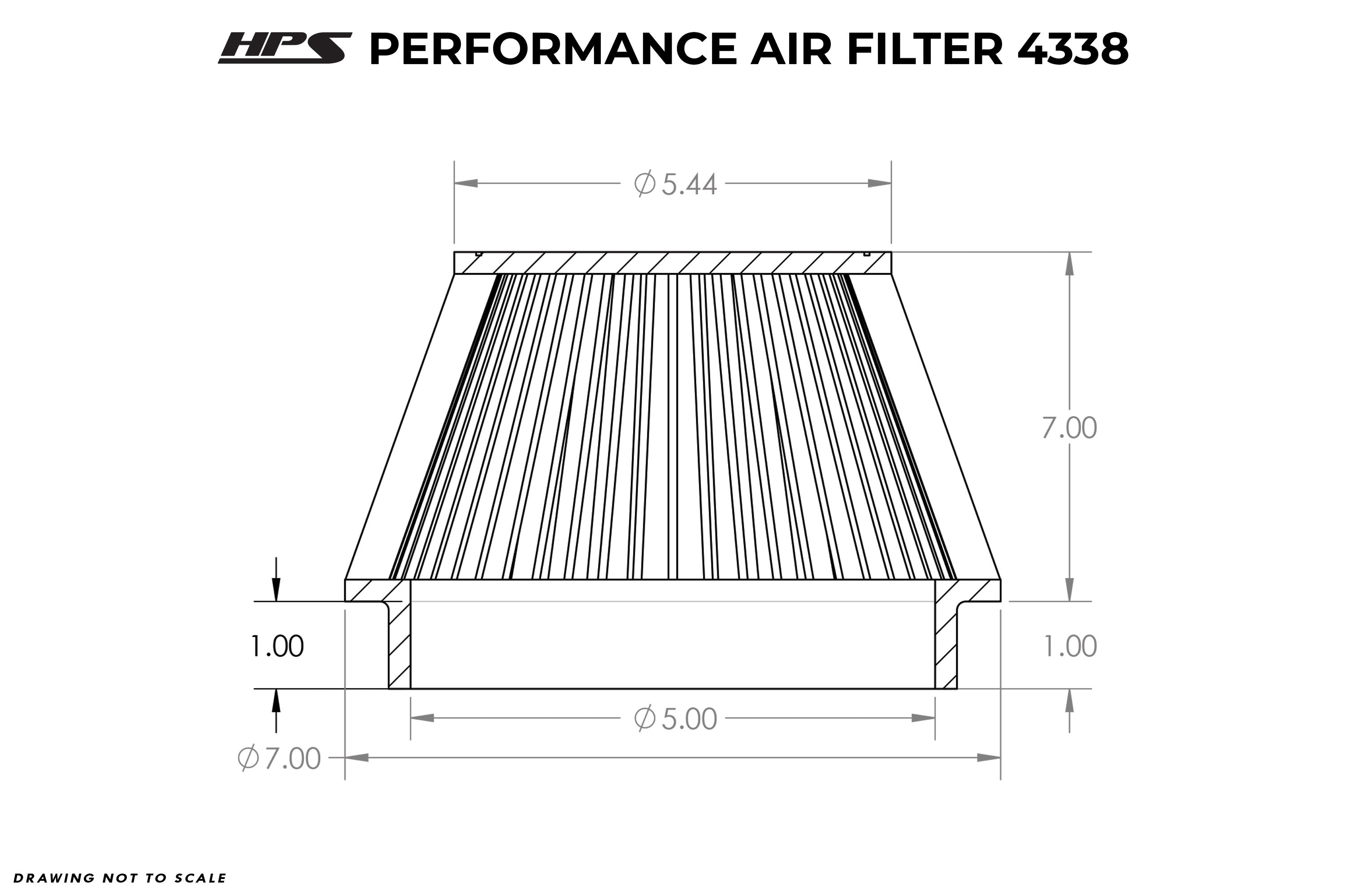 Performance Air Filter 5" ID, 7" Element Length, 8" Overall Length, HPS-4338