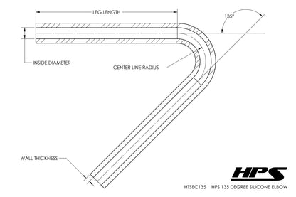 HPS Performance Products HPS 3-1/4" Silicone 135 Degree Elbow Coupler Hose, High Temp 4-ply Reinforced (83mm ID)