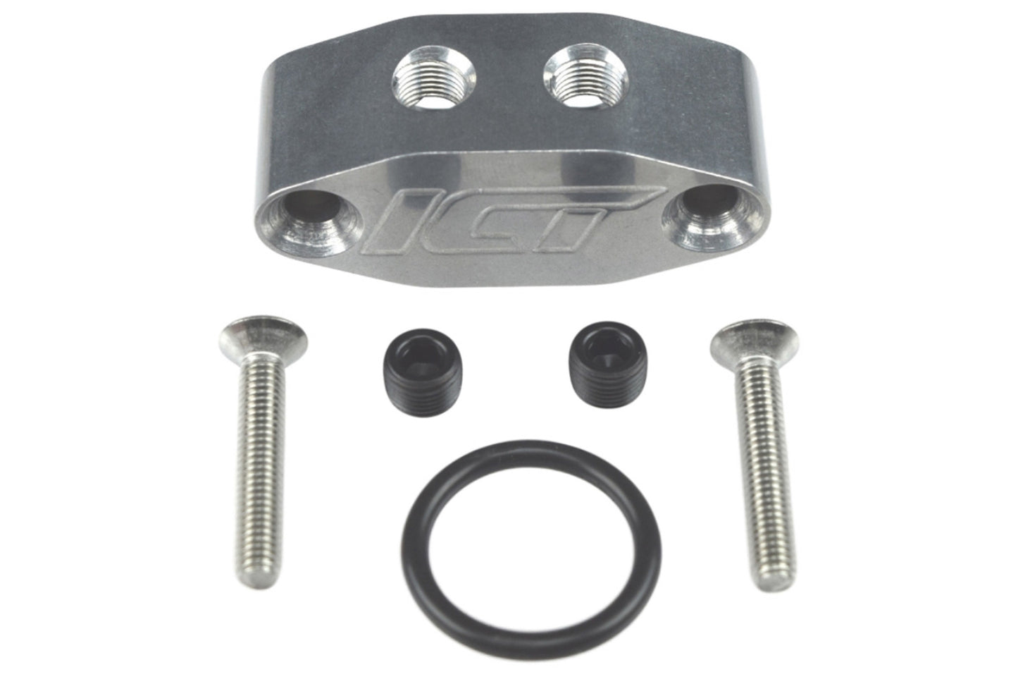ICT BILLET LS Oil Cooler Adapter W/ Dual 1/8 NPT Ports Engines and Components Engine Covers, Pans and Dress-Up Components main image
