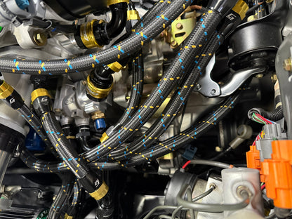 GReddy 10 Nylon Braided Hose(per/ft) - Black / Gold / Blue