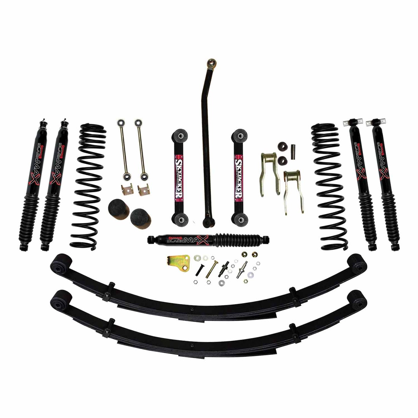 Skyjacker Jeep XJ/MJ 4.5in Suspension Lift System w/ Rear Leaf Springs & Black Max Shocks JC4558KSBLT
