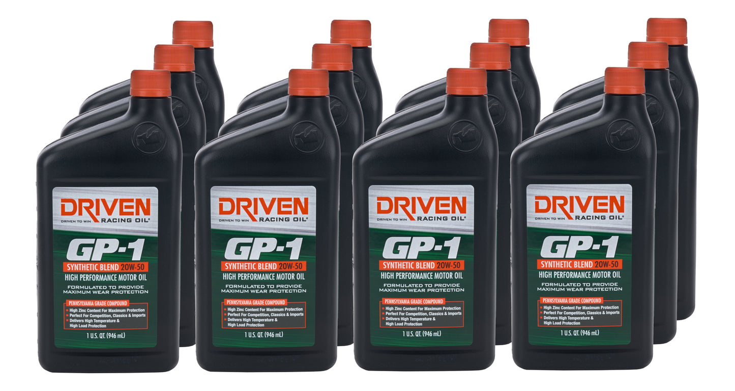 DRIVEN RACING OIL GP-1 20w50 SemiSynthetic Case 12 x 1 Quart Oils, Fluids and Sealer Oils, Fluids and Additives main image