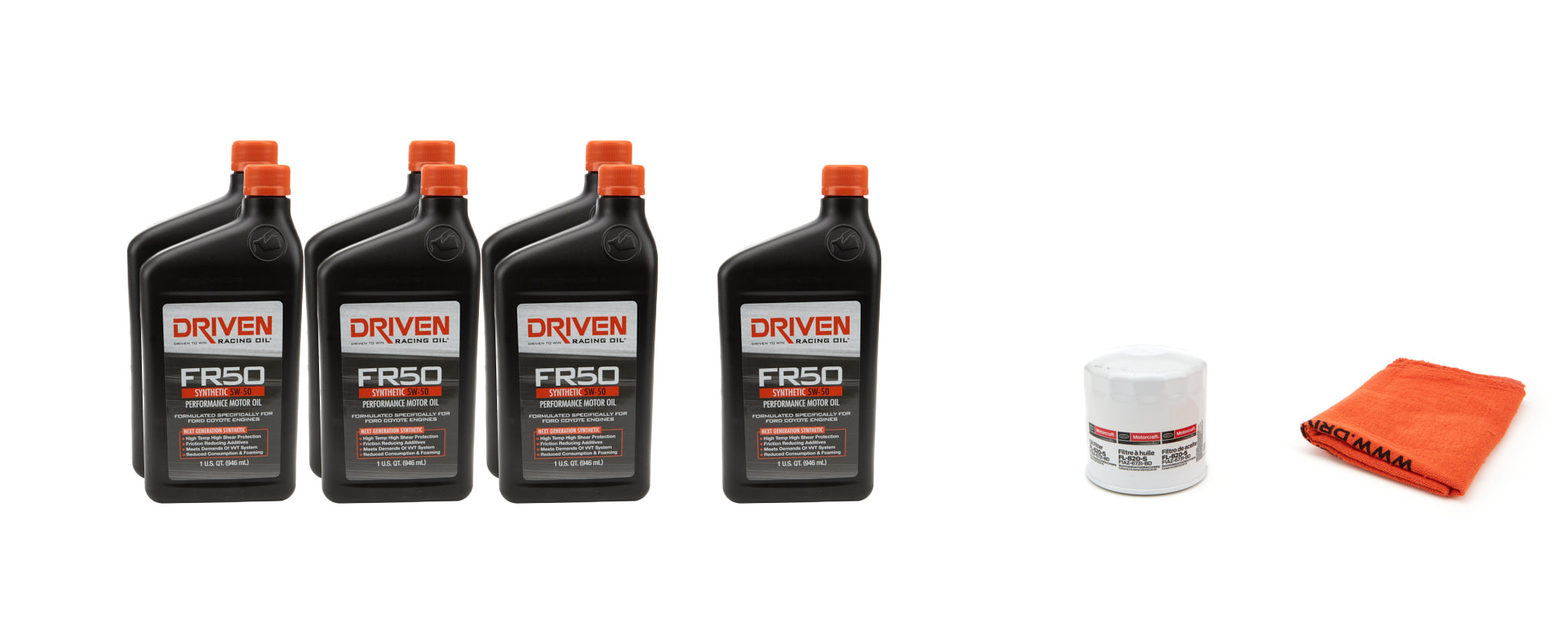 Driven Racing Oil 5w50 Oil Change Kit 07- 12 Mustang GT500 5.4L Oils, Fluids and Additives Motor Oil main image