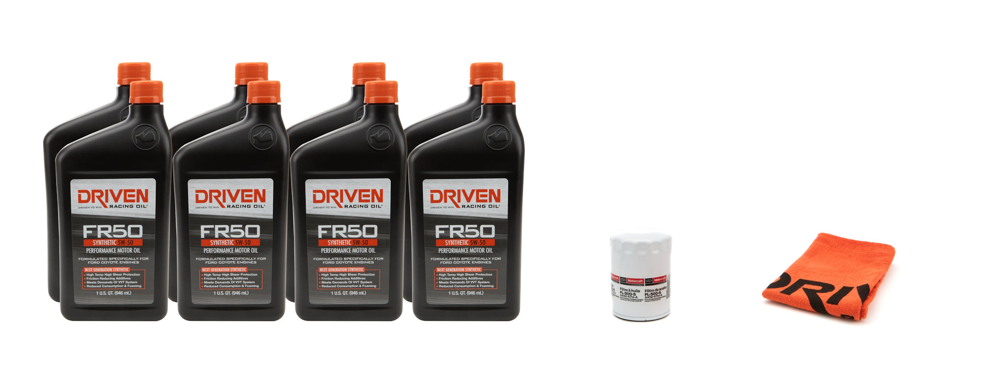Driven Racing Oil 5w50 Oil Change Kit 12- 13 Mustang Boss 5.0L 9Qt Oils, Fluids and Additives Motor Oil main image