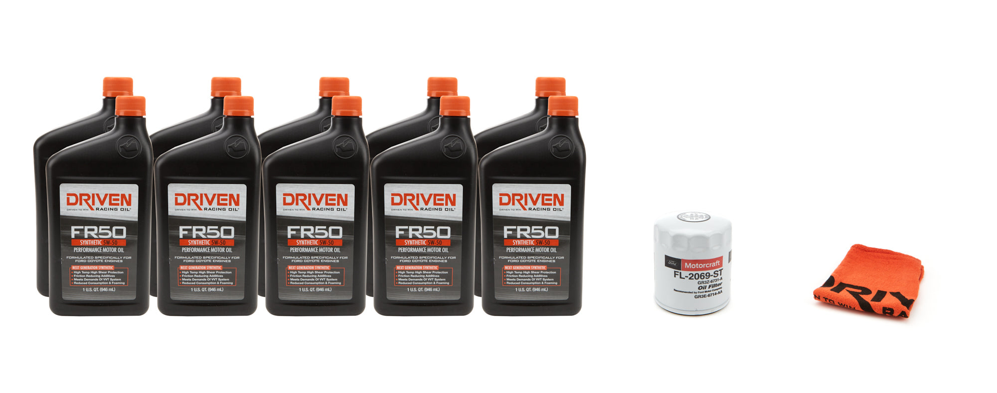 Driven Racing Oil 5w50 Oil Change Kit 2015 Mustang GT350 5.2L 10Qt. Oils, Fluids and Additives Motor Oil main image