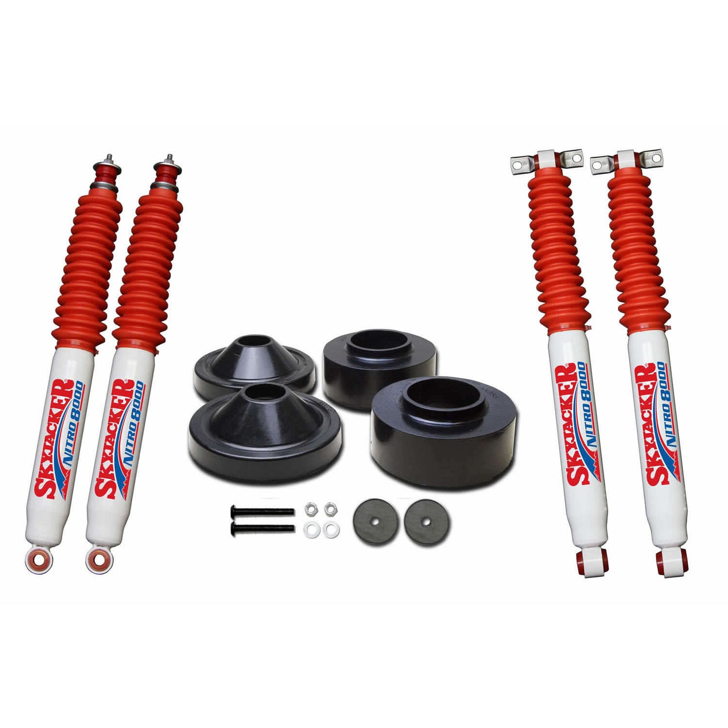 Skyjacker Wrangler JK 2in Front 3/4in Rear Polyurethane Spacer Leveling Kit w/ Nitro 8000 Shocks JK23-N