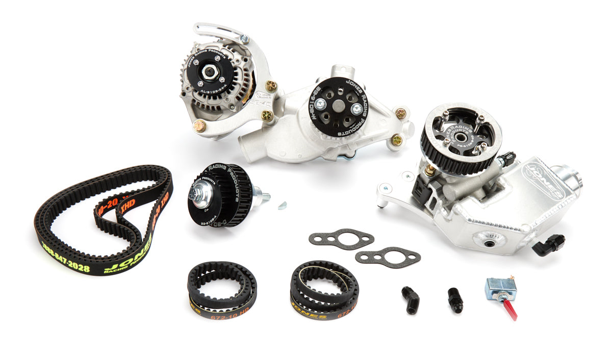 Jones Racing Products BELT DRIVE SYSTEM SBC 602 CRATE HTD ALUMINUM Belts and Pulleys Pulley Kits main image