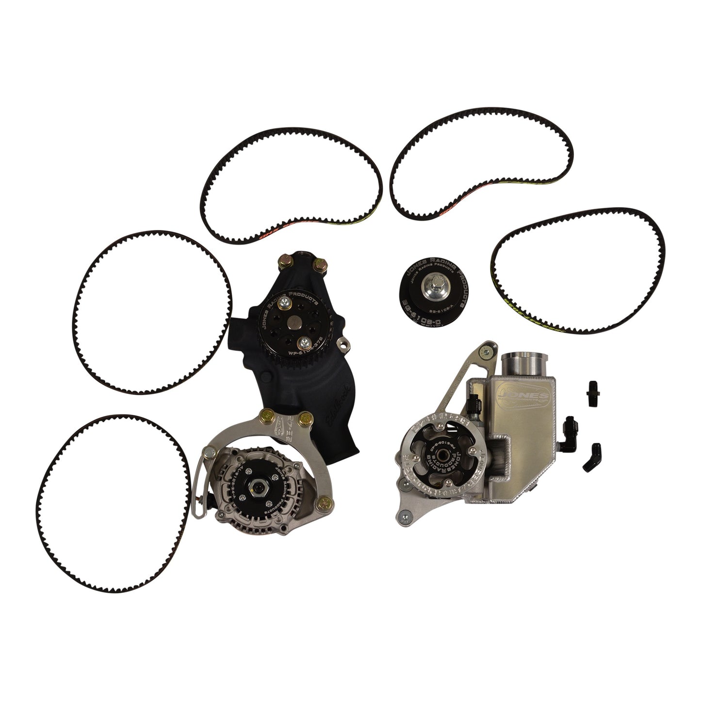 JONES RACING PRODUCTS Belt Drive System SBC 604 Crate HTD Aluminum Engines and Components Belts and Pulleys main image