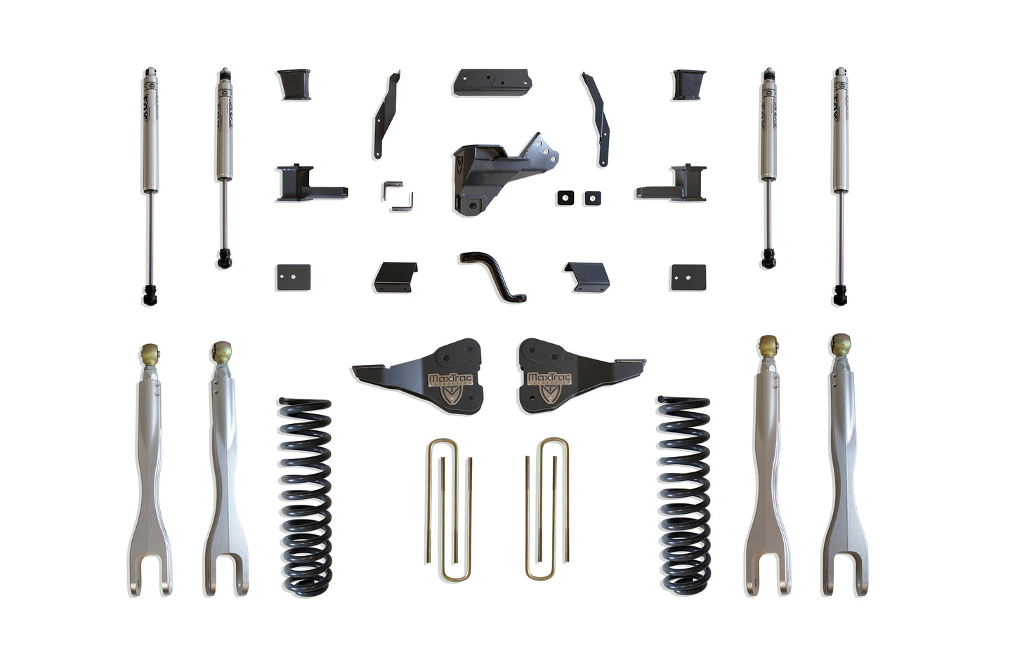 MaxTrac 17-19 Ford F-250/350 4WD 4in/1in MaxPro Elite Coil Lift Kit w/4-Link Arms & FOX Shocks K943341FL