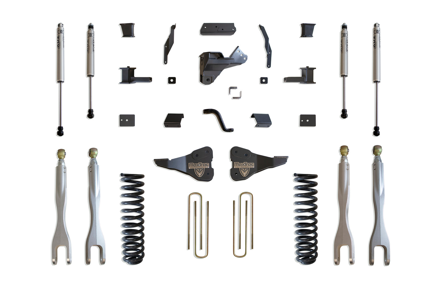 MaxTrac 17-19 Ford F-250/350 4WD 6in/2in MaxPro Elite Coil Lift Kit w/4-Link Arms & FOX Shocks K943362FL