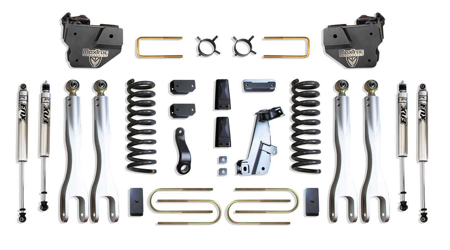 MaxTrac 13-18 RAM 3500 4WD 4in/1in MaxPro Elite Coil Lift Kit w/4-Link Arms & FOX Shocks K947341FL