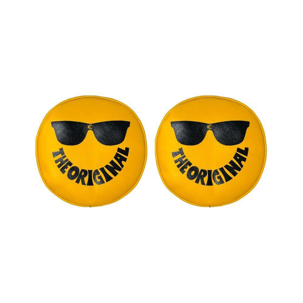 KC HiLiTES Vinyl Cover 8in Round Yellow w/Smiley Sunglass Lights and Components Light Covers main image