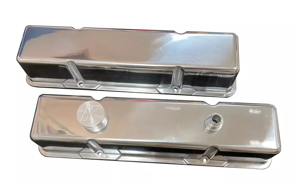 Kevko Oil Pans & Components SBC Polished Cast-Alm. Blank Valve Cover Set Engine Covers, Pans and Dress-Up Components Valve Covers main image