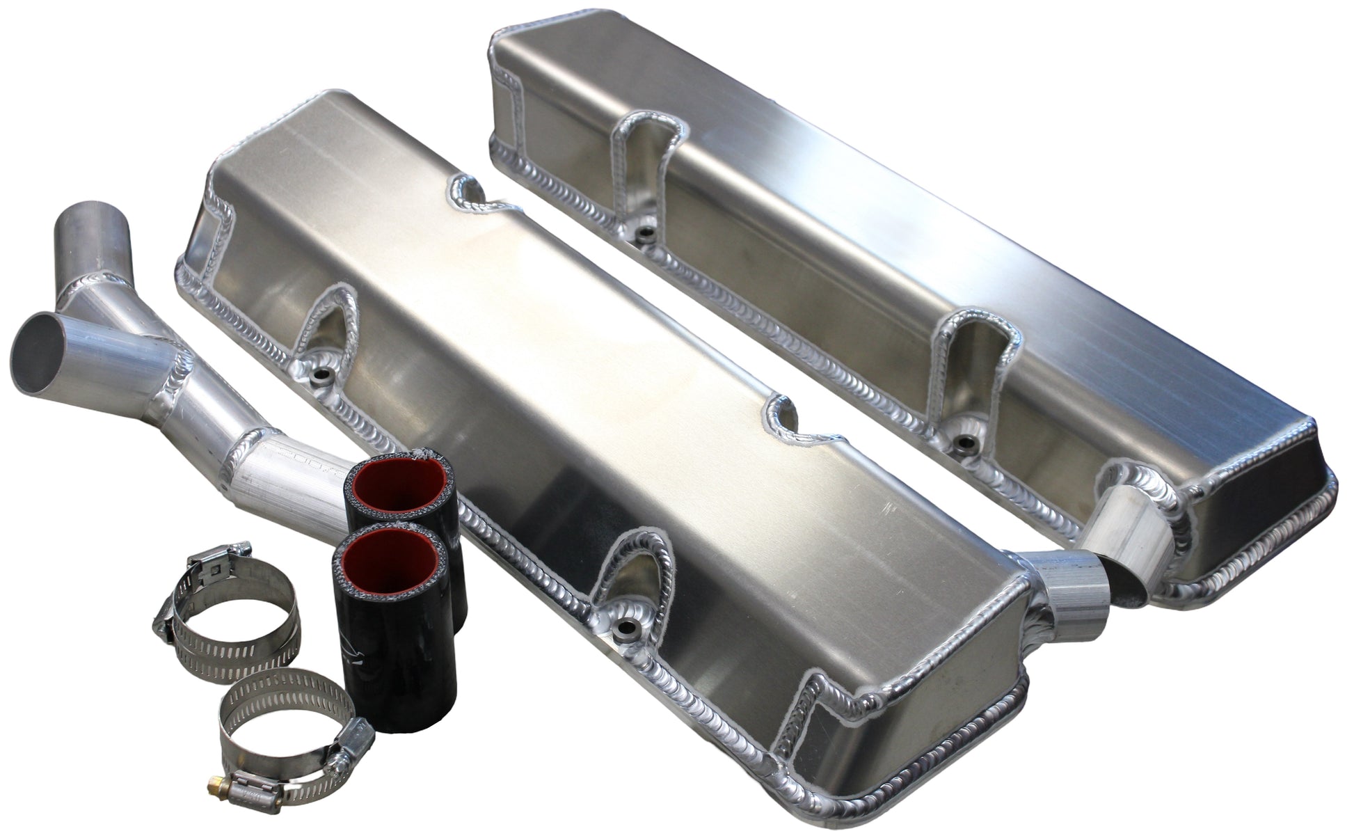 KEVKO OIL PANS & COMPONENTS SBC Fab Valve Cover Set Sgl Crossover Breather Engines and Components Engine Covers, Pans and Dress-Up Components main image